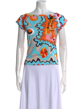 Emilio Pucci Printed Bateau Neckline T-Shirt