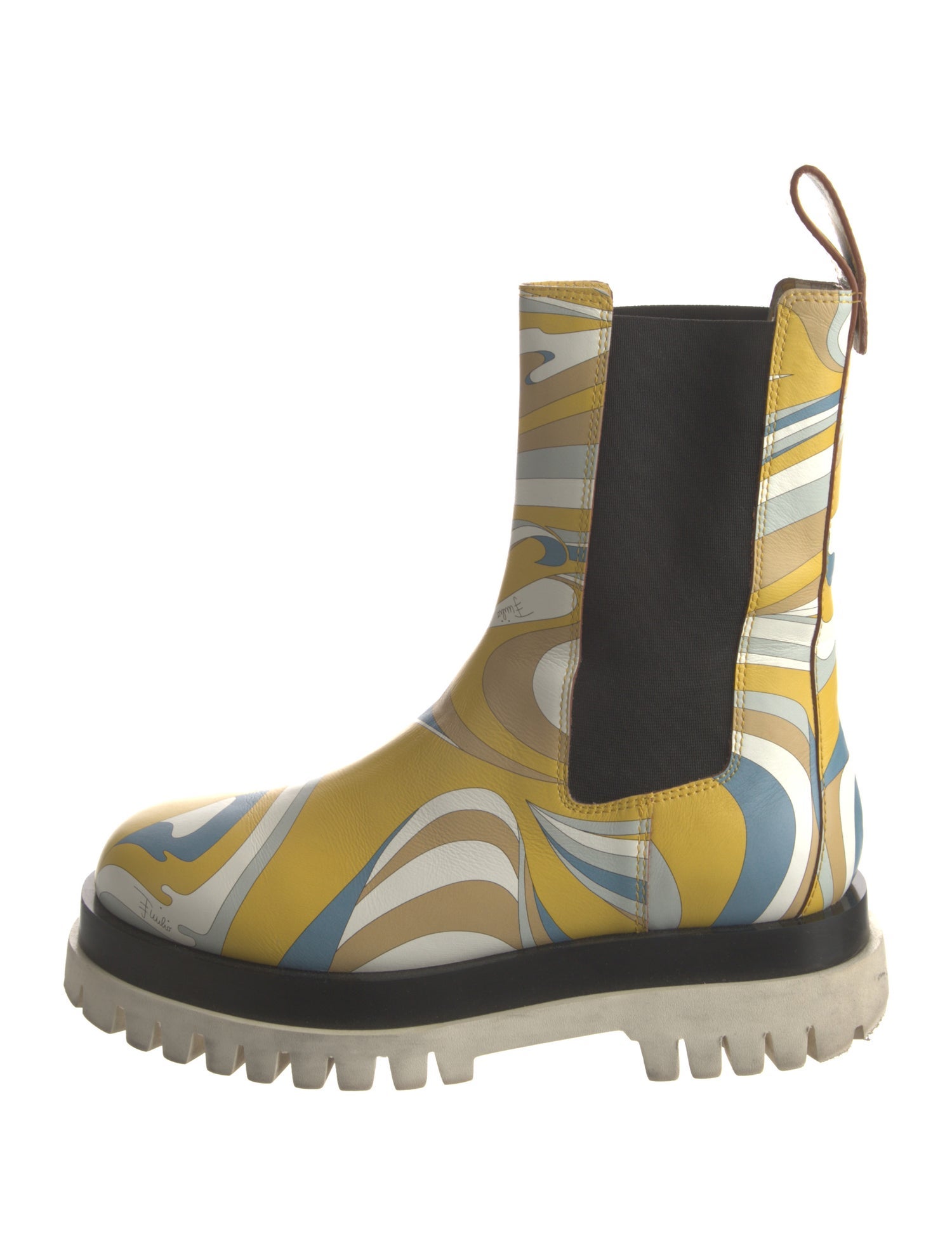 Emilio Pucci Leather Printed Chelsea Boots