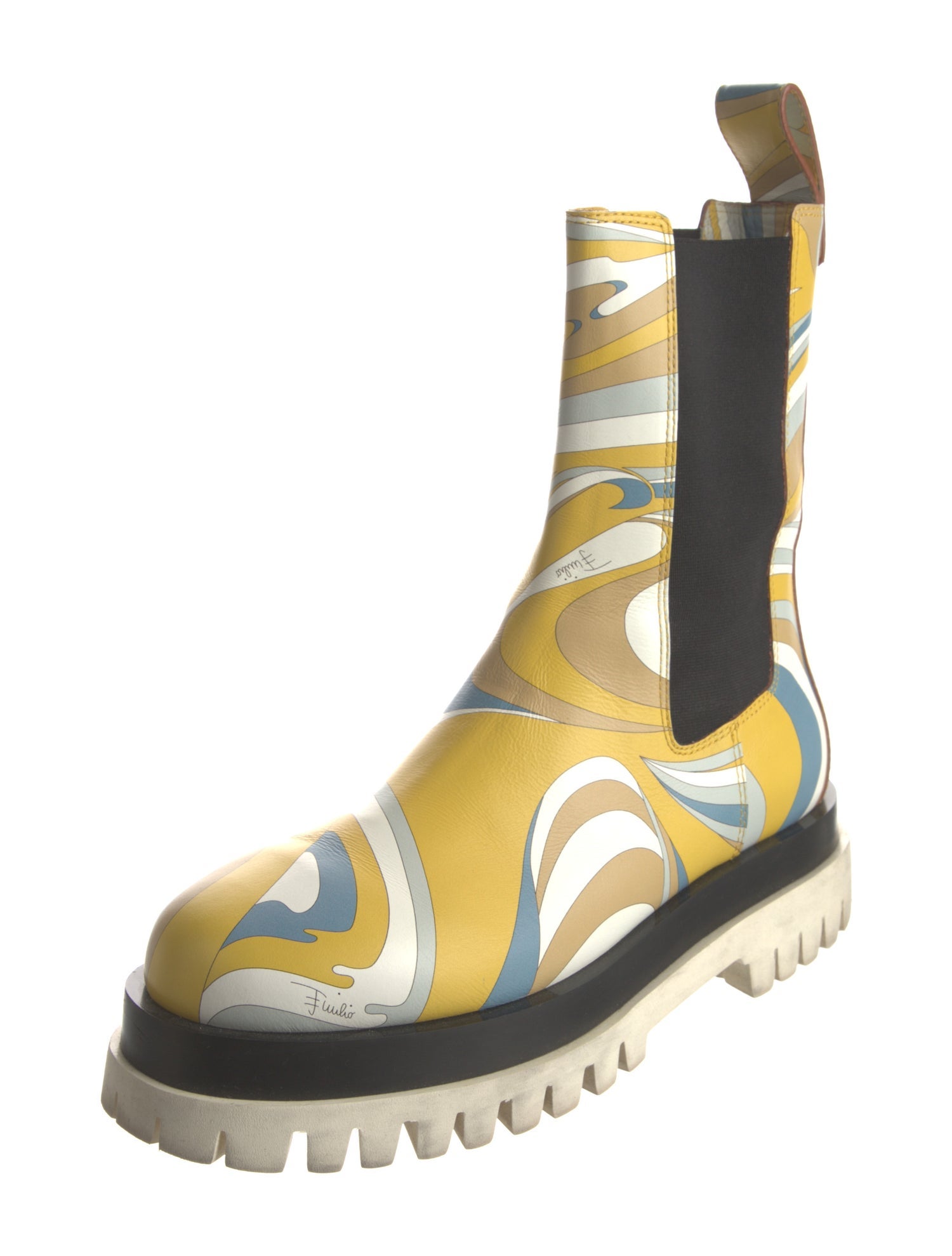Emilio Pucci Leather Printed Chelsea Boots