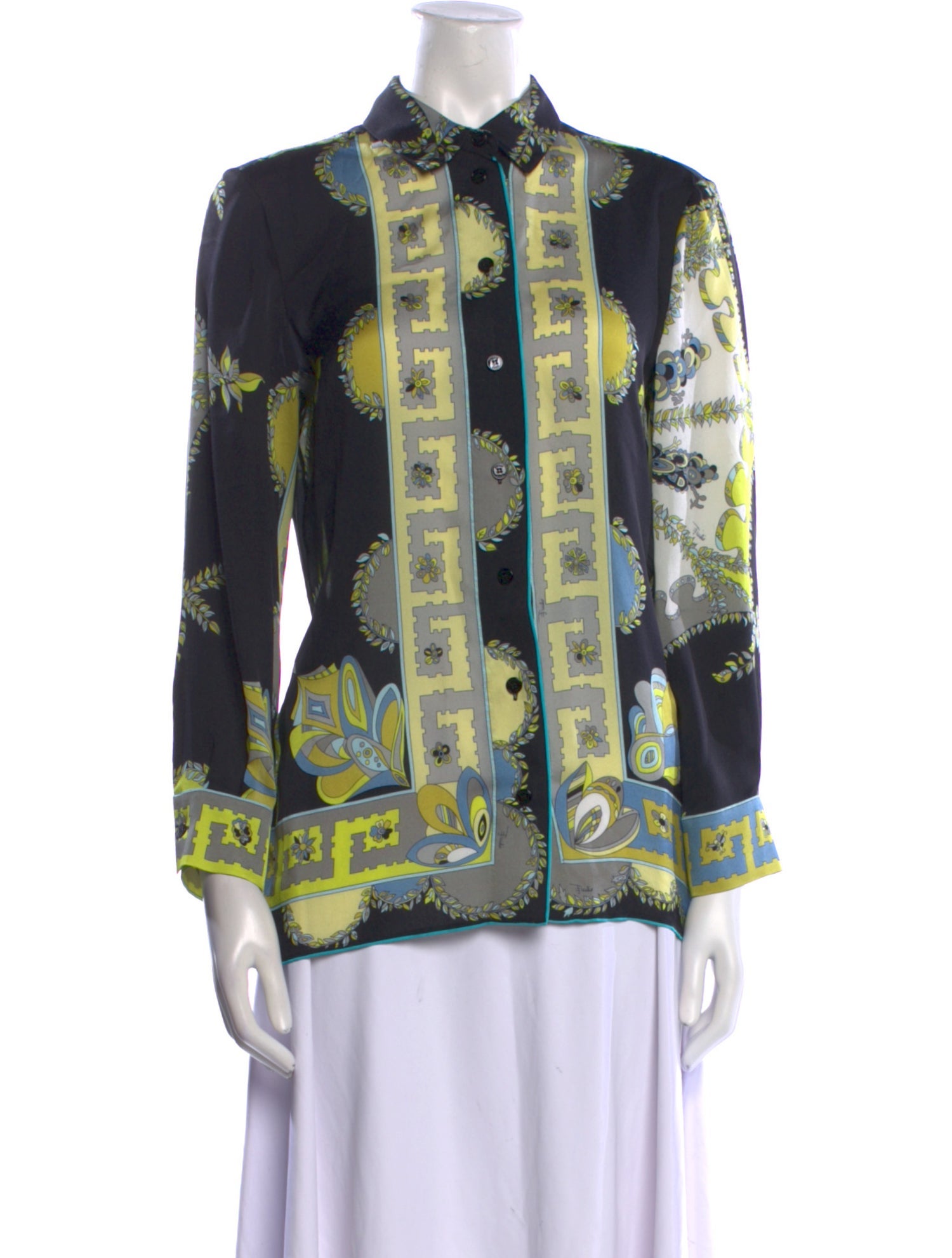 Emilio Pucci Silk Printed Button-Up Top