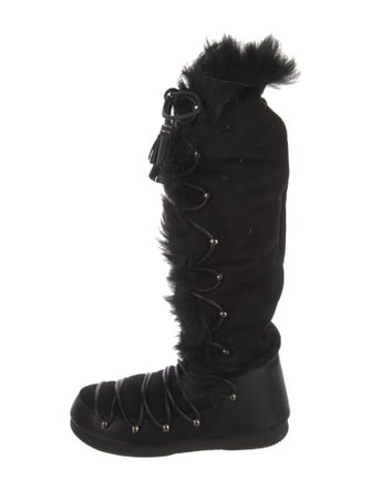 Emilio Pucci Nubuck Tassel Accents Lace-Up Boots