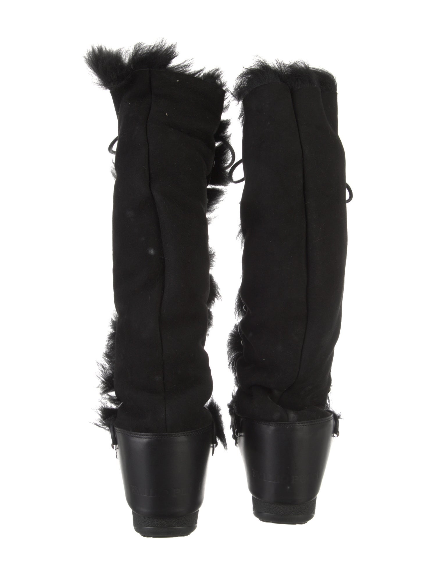 Emilio Pucci Nubuck Tassel Accents Lace-Up Boots