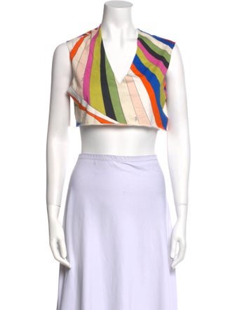 Emilio Pucci Striped V-Neck Crop Top