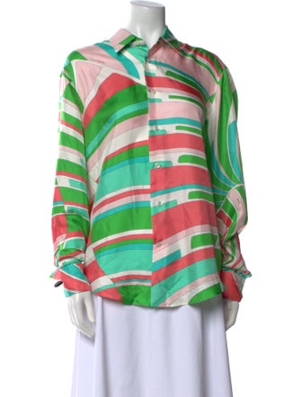 Emilio Pucci Silk Striped Button-Up Top