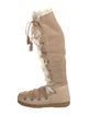 Emilio Pucci Suede Colorblock Pattern Lace-Up Boots