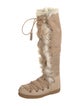 Emilio Pucci Suede Colorblock Pattern Lace-Up Boots