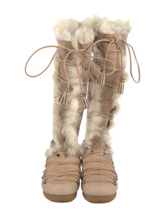 Emilio Pucci Suede Colorblock Pattern Lace-Up Boots