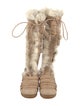 Emilio Pucci Suede Colorblock Pattern Lace-Up Boots
