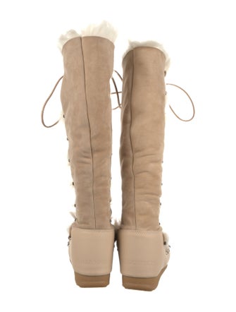 Emilio Pucci Suede Colorblock Pattern Lace-Up Boots