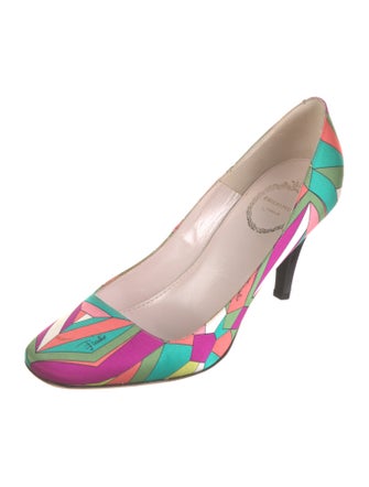 Emilio Pucci Silk Printed Slingback Pumps