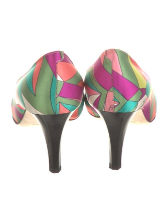 Emilio Pucci Silk Printed Slingback Pumps