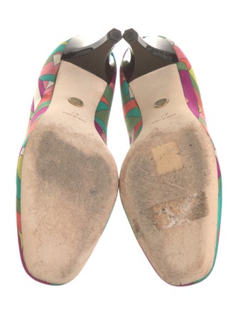 Emilio Pucci Silk Printed Slingback Pumps