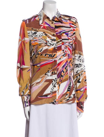 Emilio Pucci Silk Printed Button-Up Top
