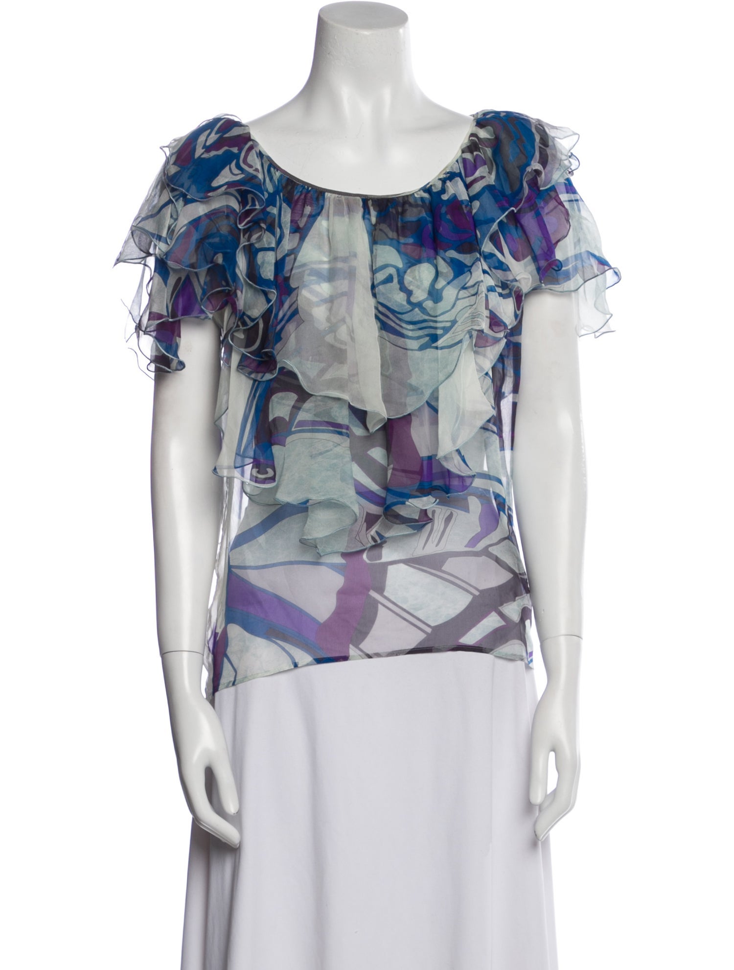 Emilio Pucci Printed Scoop Neck Blouse