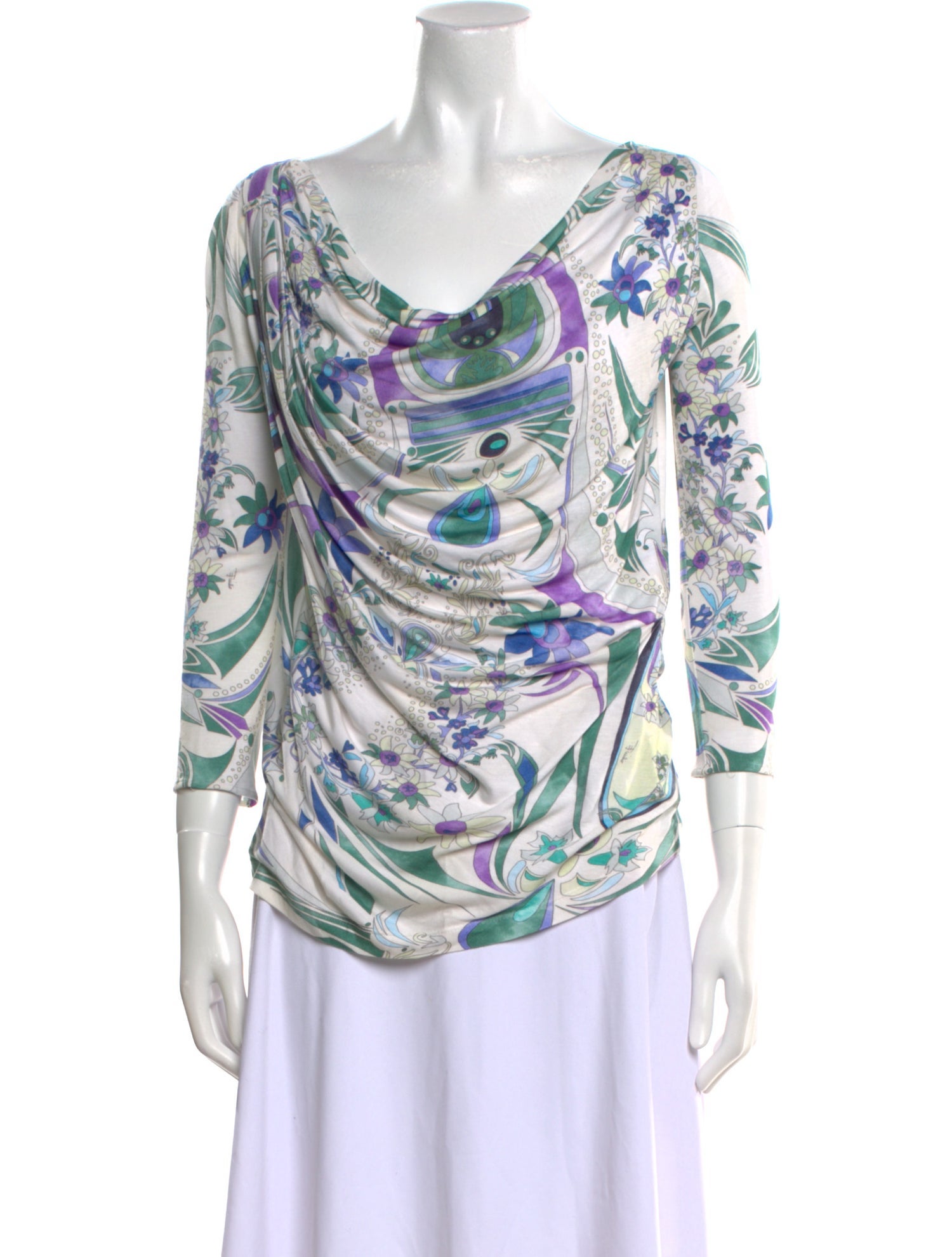 Emilio Pucci Printed Cowl Neck Blouse
