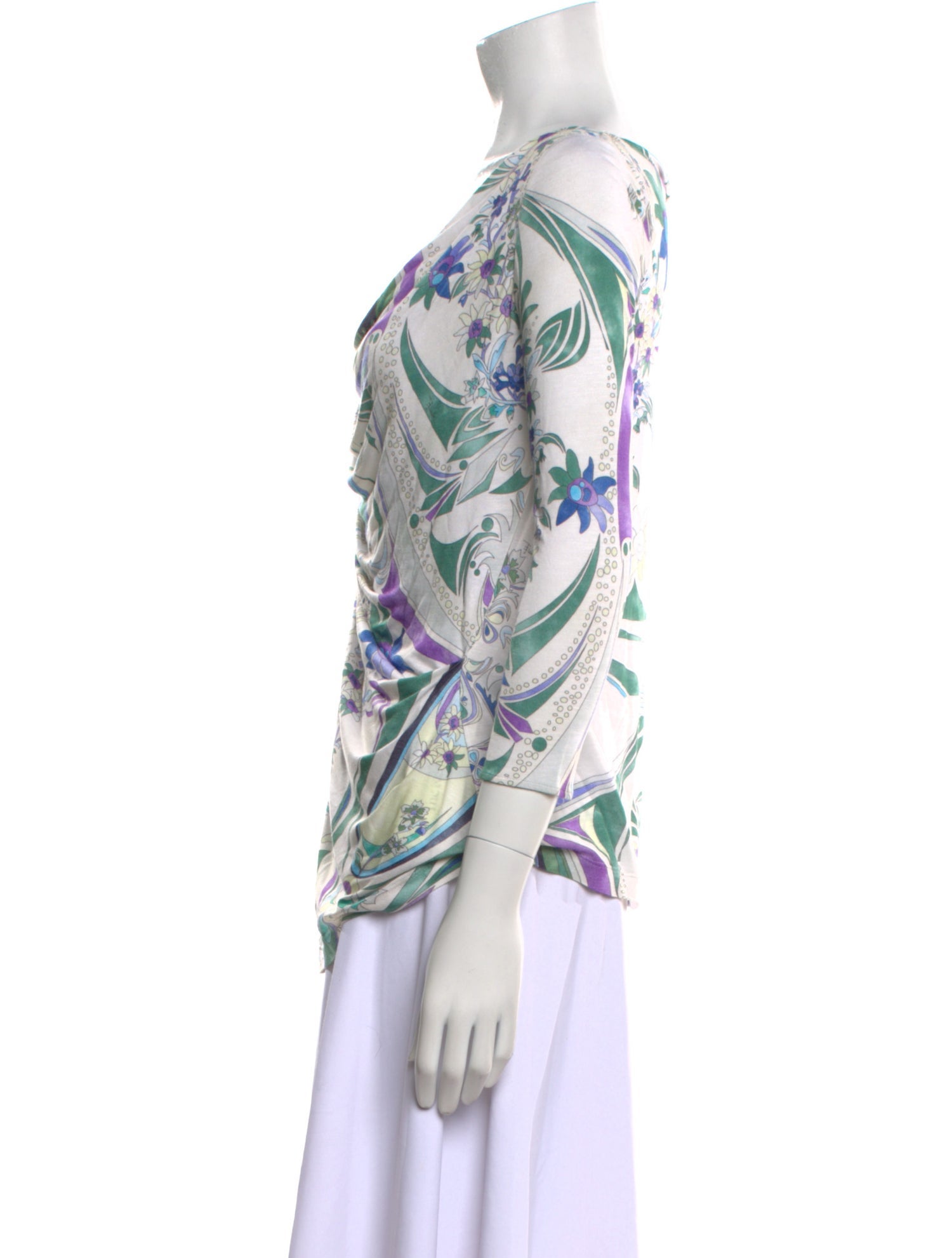 Emilio Pucci Printed Cowl Neck Blouse