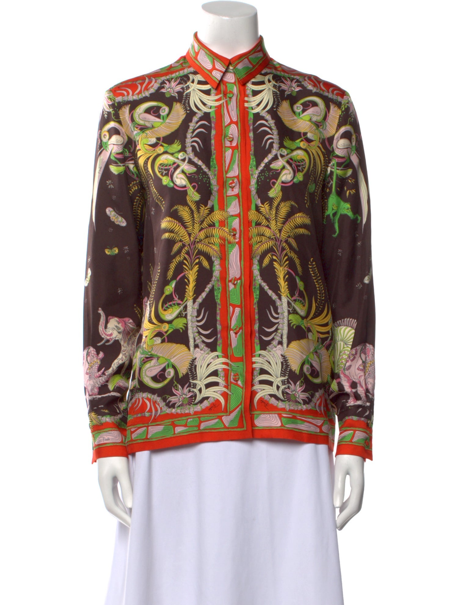 Emilio Pucci Silk Printed Button-Up Top