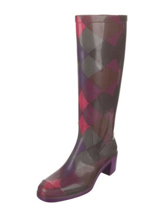 Emilio Pucci Rubber Colorblock Pattern Rain Boots