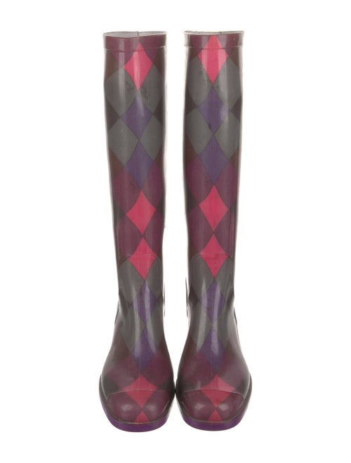 Emilio Pucci Rubber Colorblock Pattern Rain Boots