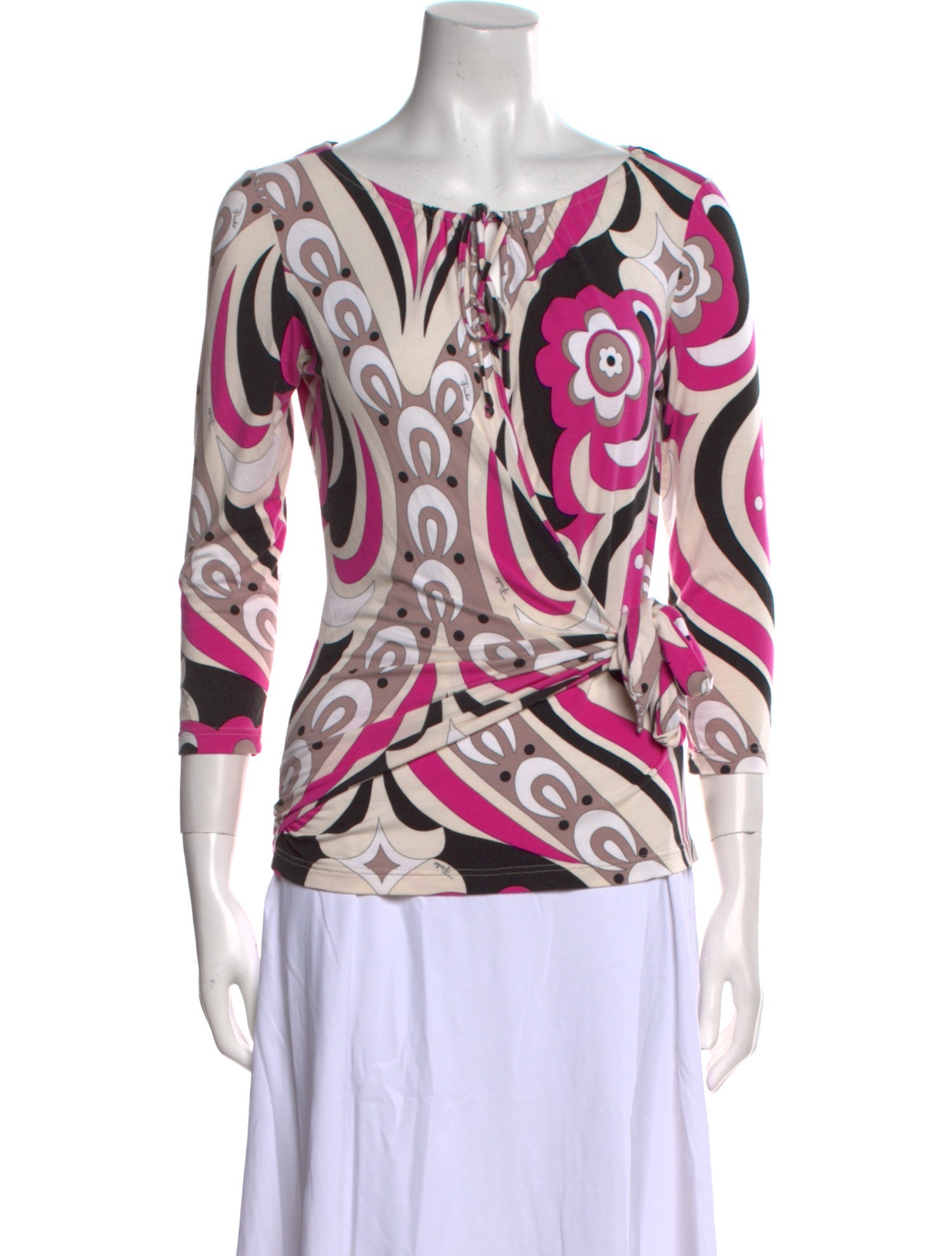 Emilio Pucci Printed Bateau Neckline Blouse