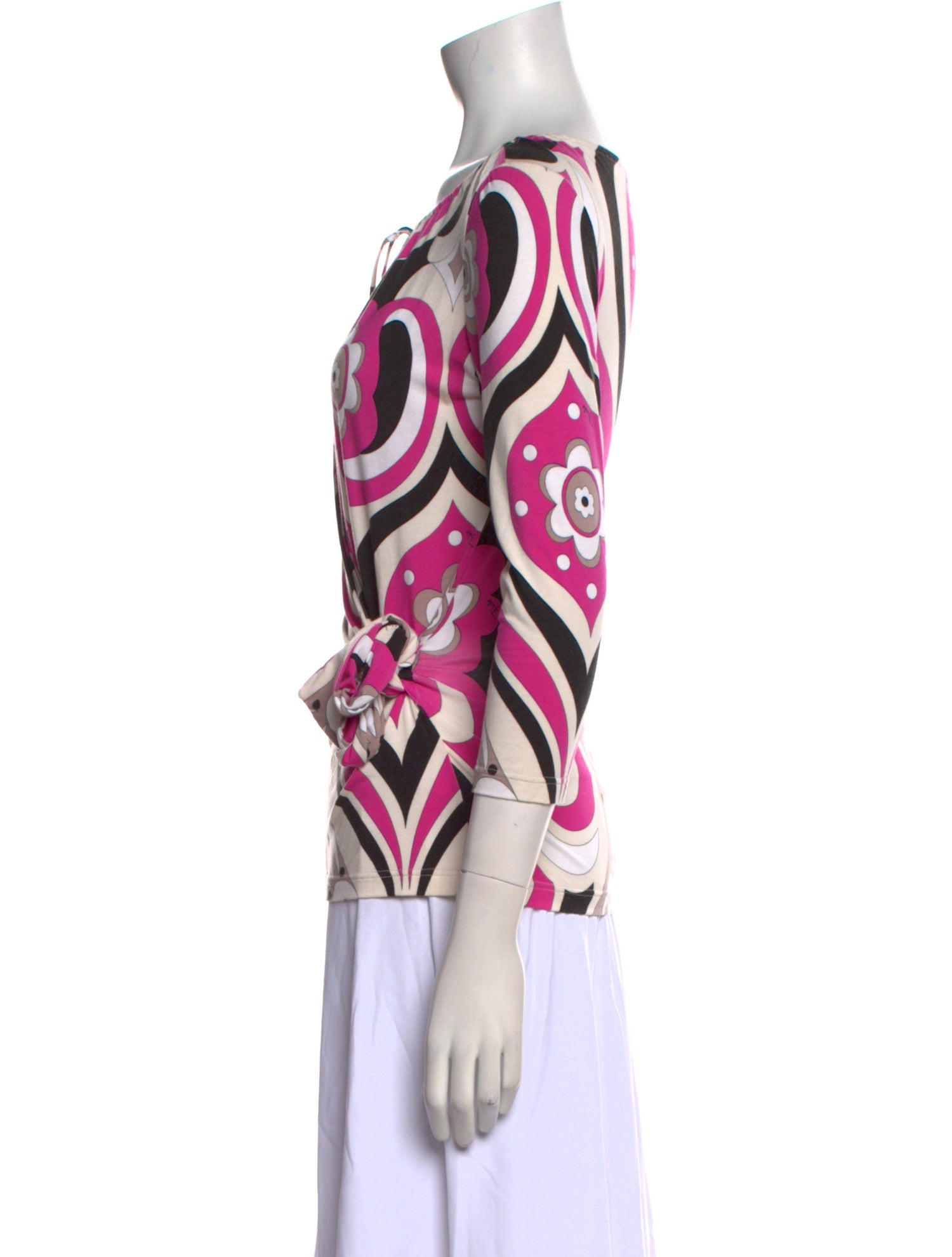 Emilio Pucci Printed Bateau Neckline Blouse