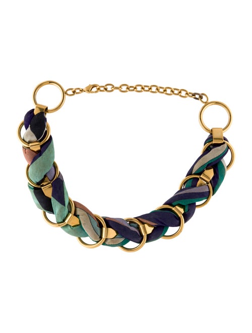 Emilio Pucci Fabric Woven Chain Choker Necklace