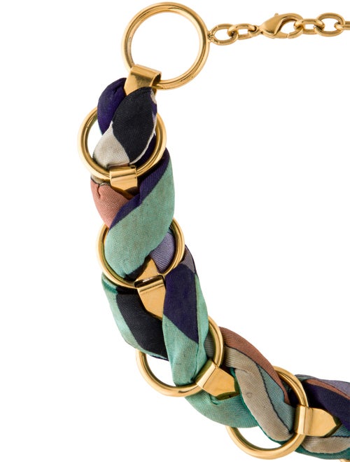 Emilio Pucci Fabric Woven Chain Choker Necklace