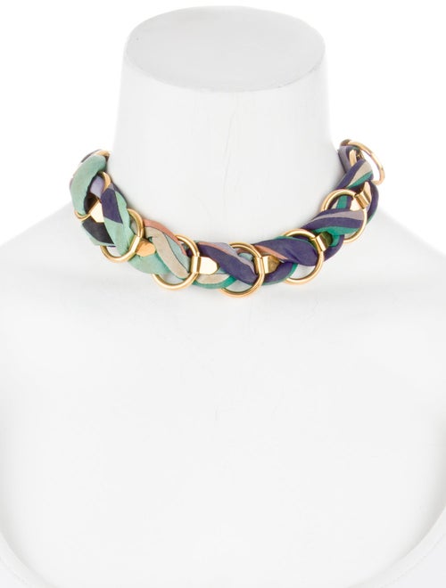 Emilio Pucci Fabric Woven Chain Choker Necklace