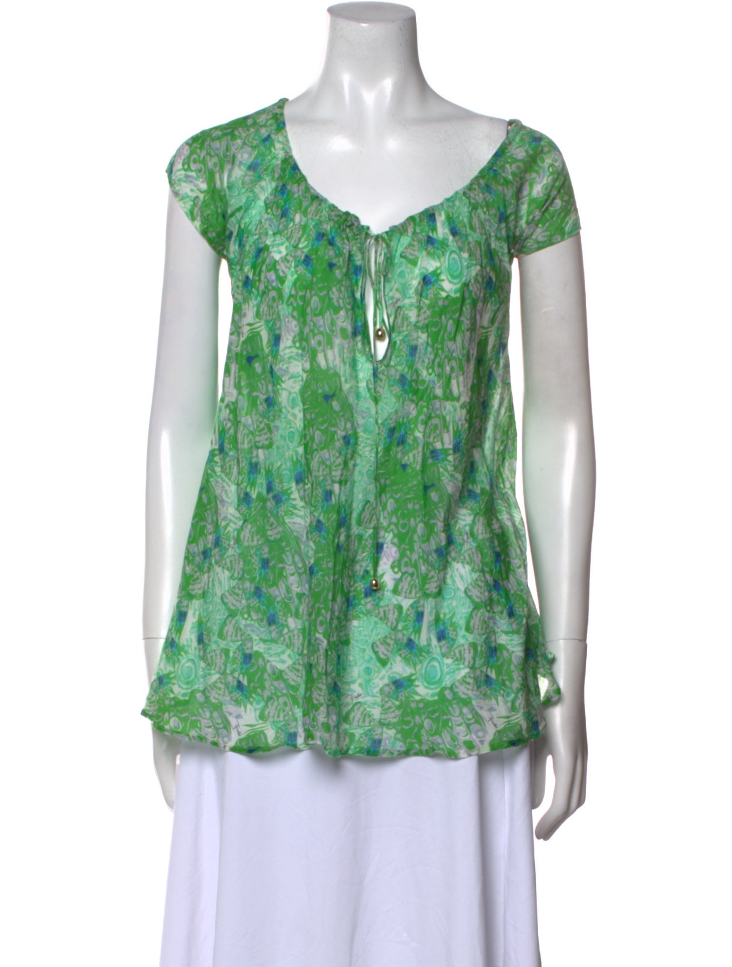 Emilio Pucci Floral Print V-Neck Blouse
