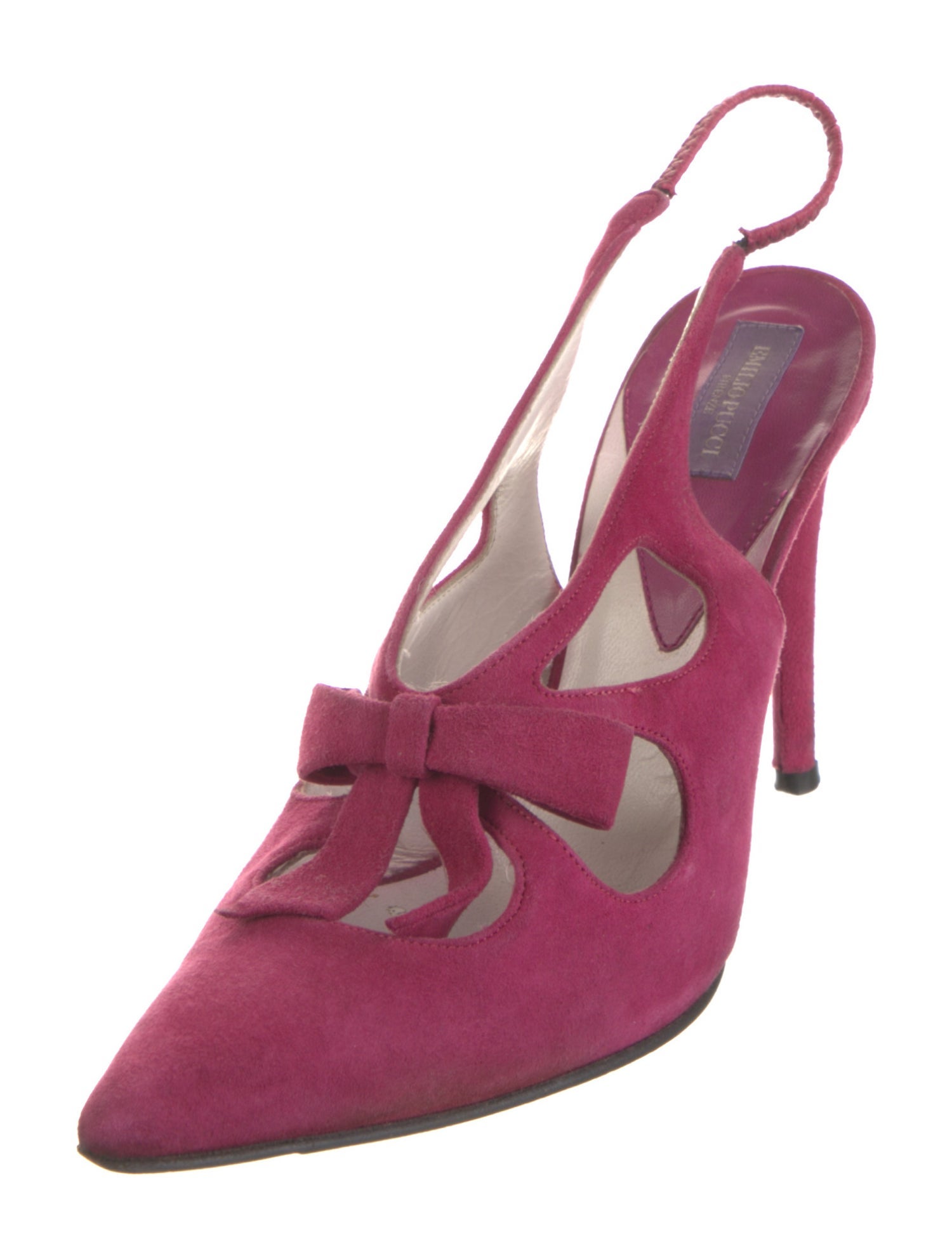 Emilio Pucci Suede Bow Accents Slingback Pumps