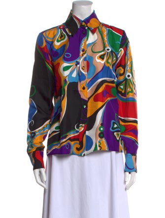 Emilio Pucci Silk Printed Button-Up Top