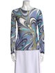 Emilio Pucci Printed Bateau Neckline Top