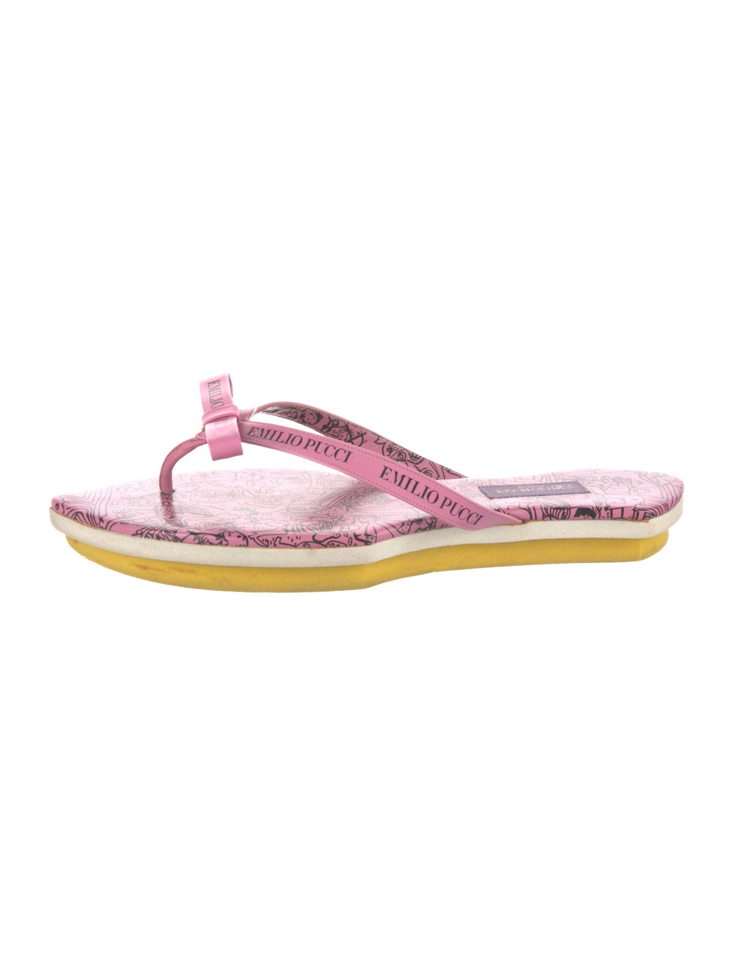 Emilio Pucci Leather Printed Flip Flops
