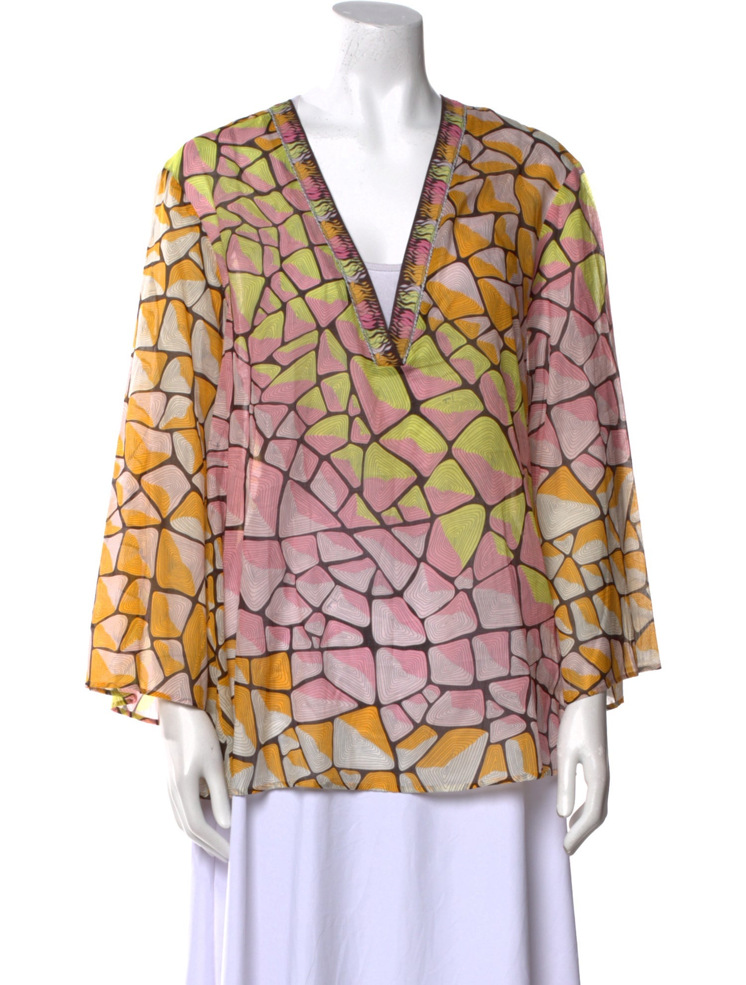 Emilio Pucci Printed V-Neck Blouse w/ Tags