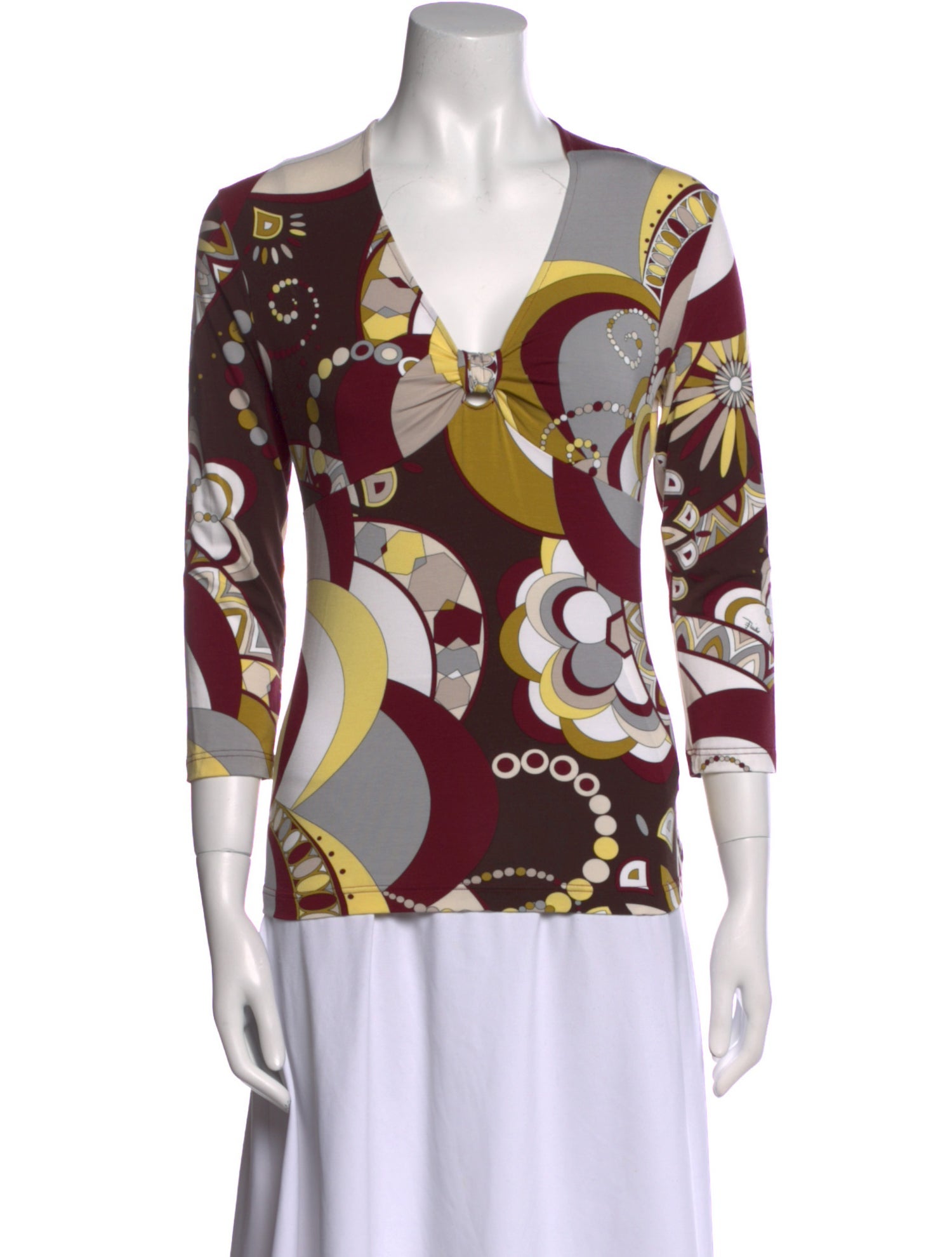 Emilio Pucci Printed V-Neck Blouse