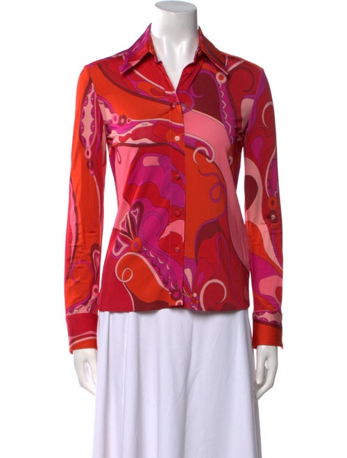 Emilio Pucci Silk Printed Button-Up Top