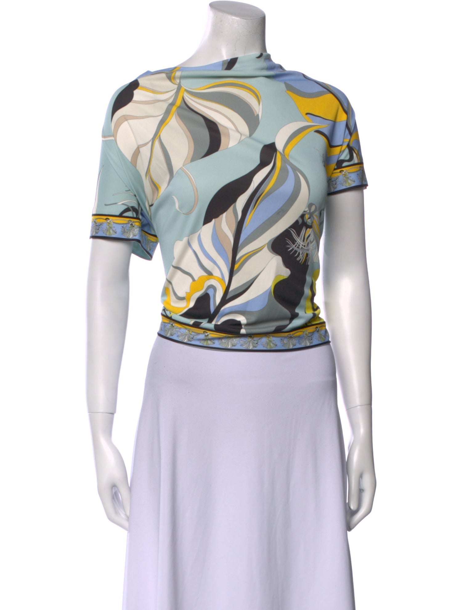Emilio Pucci Printed Cowl Neck Crop Top