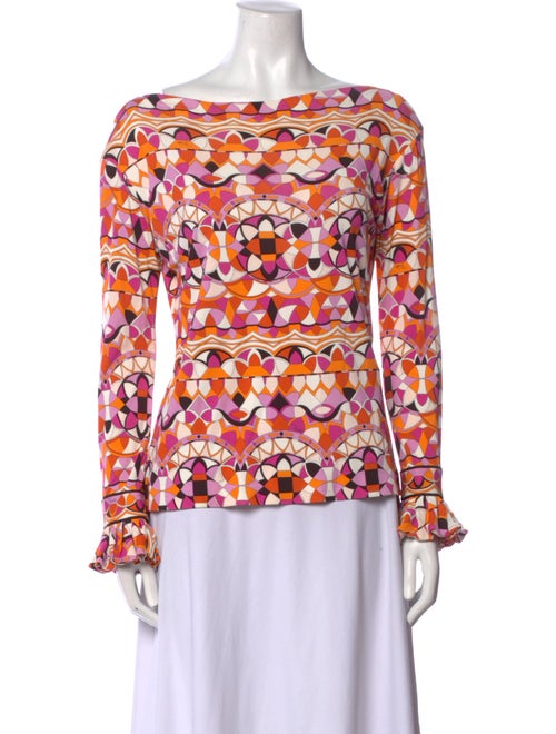 Emilio Pucci Printed Bateau Neckline Blouse