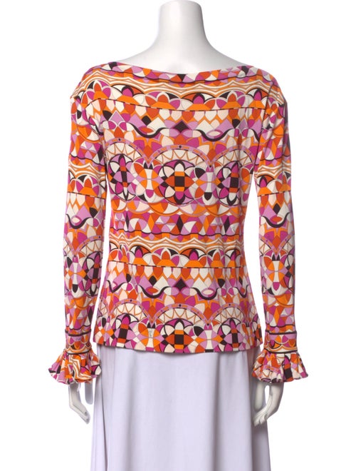 Emilio Pucci Printed Bateau Neckline Blouse