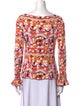Emilio Pucci Printed Bateau Neckline Blouse