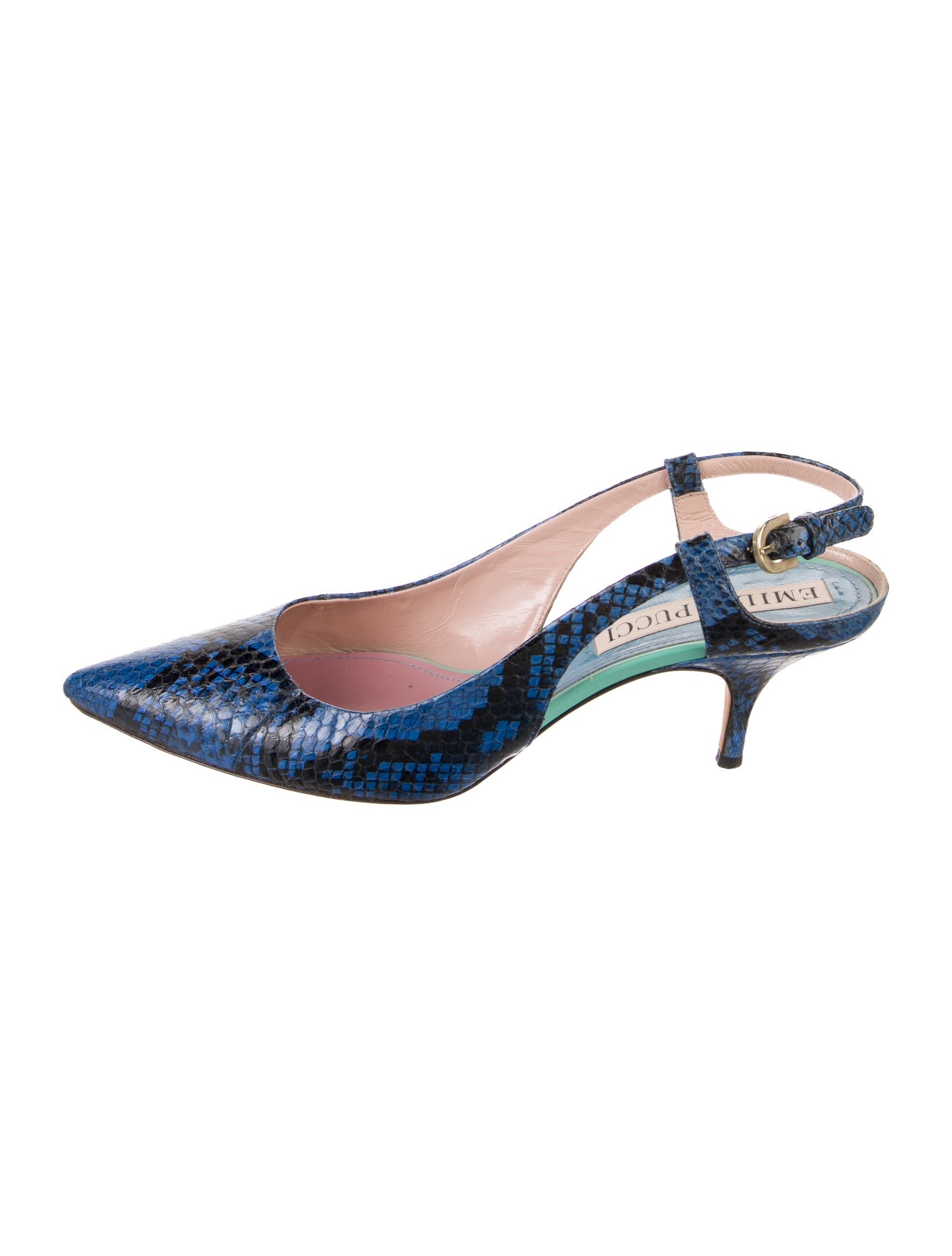 Emilio Pucci Leather Animal Print Slingback Pumps