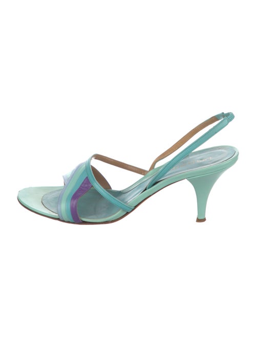 Emilio Pucci Patent Leather Colorblock Pattern Slingback Sandals