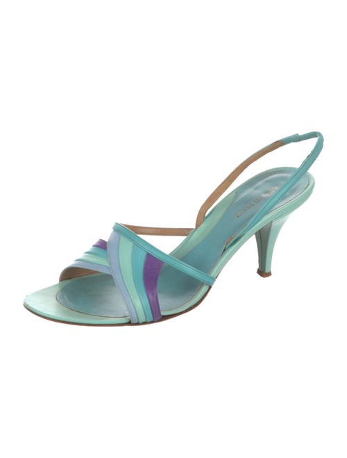 Emilio Pucci Patent Leather Colorblock Pattern Slingback Sandals