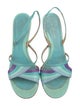 Emilio Pucci Patent Leather Colorblock Pattern Slingback Sandals