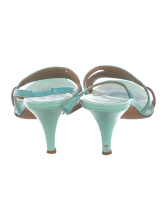 Emilio Pucci Patent Leather Colorblock Pattern Slingback Sandals