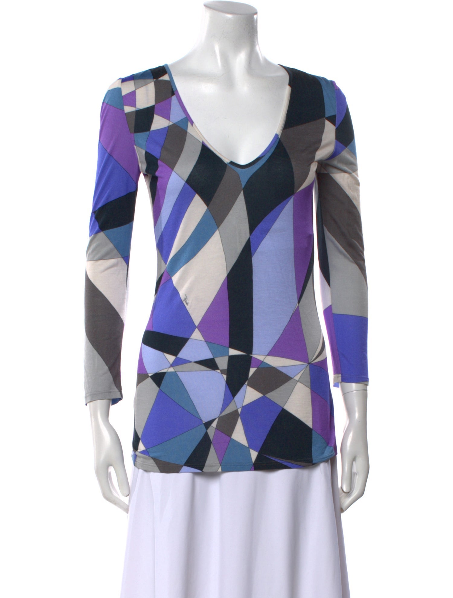 Emilio Pucci Printed V-Neck Blouse w/ Tags