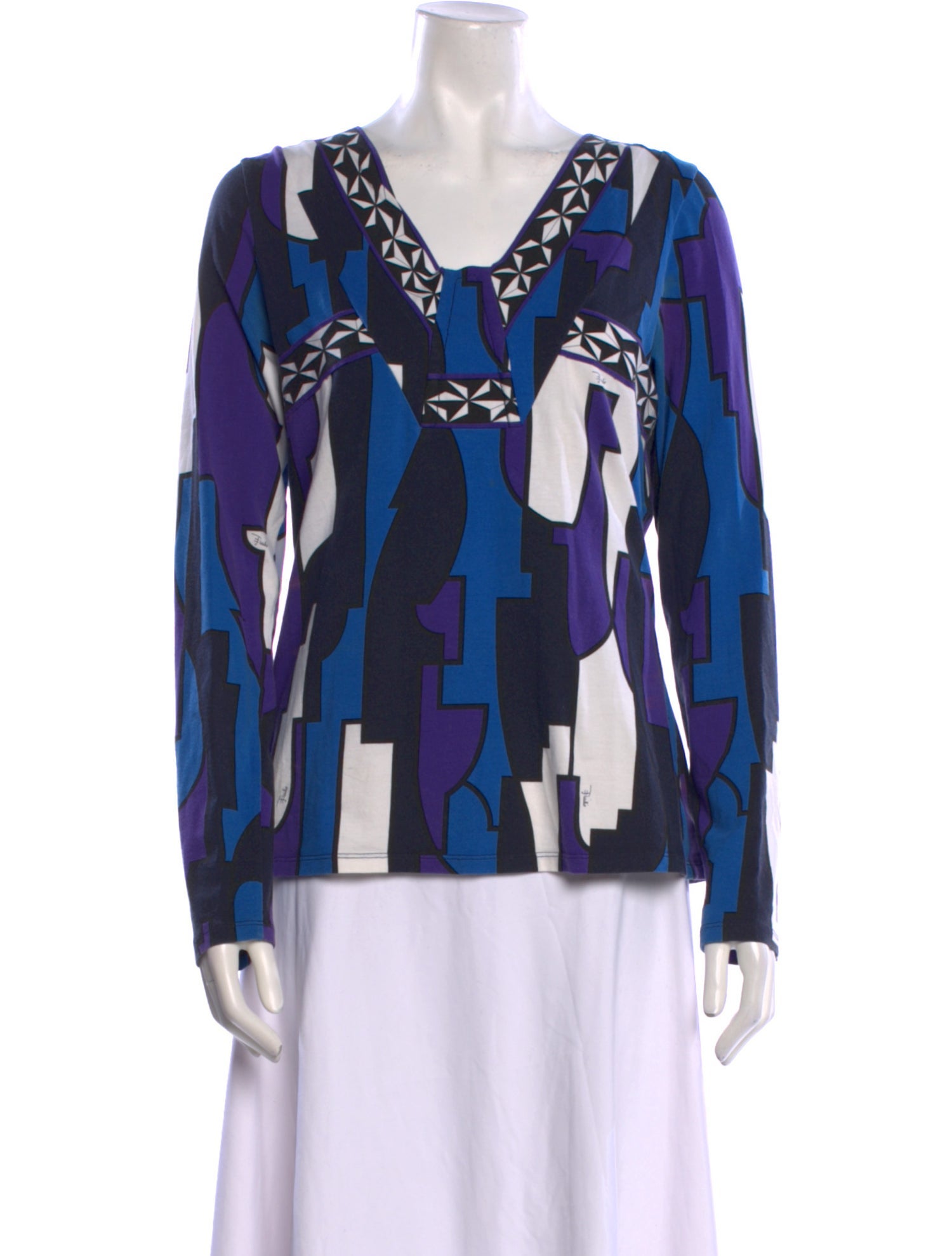 Emilio Pucci Printed V-Neck Blouse