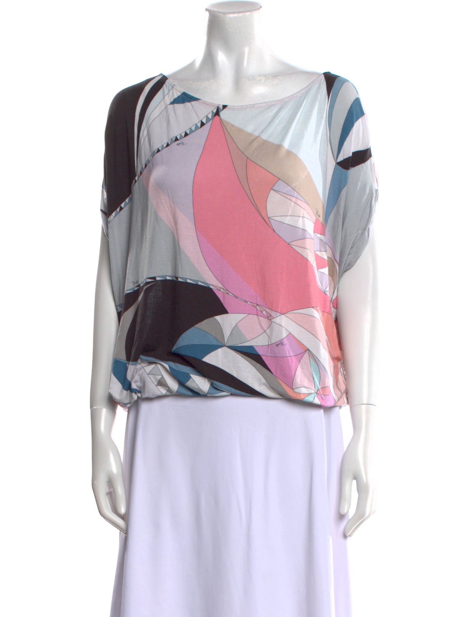 Emilio Pucci Printed Bateau Neckline Blouse