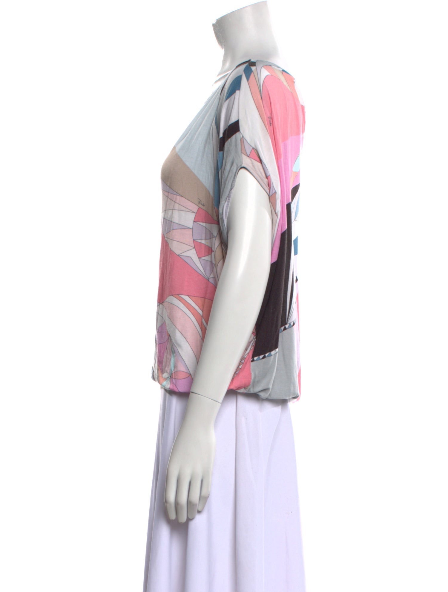 Emilio Pucci Printed Bateau Neckline Blouse