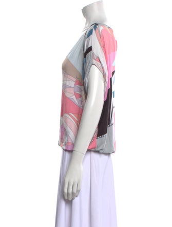 Emilio Pucci Printed Bateau Neckline Blouse
